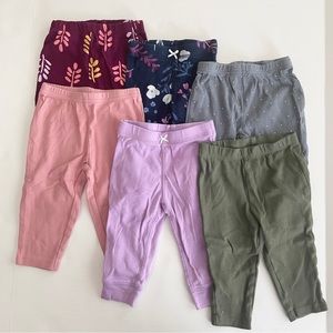 Carter’s Baby Girl Knit Pants Bundle Patterned Solid Floral Sz 9M